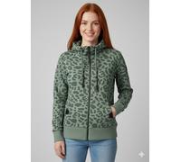 Sweatjacke RAGWEAR "RYLIE PRINT ZIP O", Damen, Gr. M, grün (dusty grün), Sweatware, Obermaterial: 65% Baumwolle, 35% Polyester, bedruckt, gemustert, normal, Rundhals, Rippbündchen, Sweatjacken Sweatja