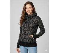 Sweatjacke RAGWEAR "RYLIE PRINT ZIP O", Damen, Gr. XXL, schwarz, Sweatware, Obermaterial: 65% Baumwolle, 35% Polyester, bedruckt, gemustert, normal, Rundhals, Rippbündchen, Sweatjacken Sweatjacke (762