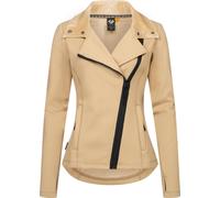 Sweatjacke RAGWEAR "Saskie", Damen, Gr. M (38), grau (taupe), 95% Polyester, 5% Elasthan, figurumspielend hüftlang, hoch geschlossener Ausschnitt, eng normaler Saum mit Daumenlöchern, Sweatjacken Swea