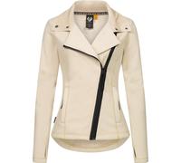Sweatjacke RAGWEAR "Saskie", Damen, Gr. XXXL(46), beige (ecru), 95% Polyester, 5% Elasthan, figurumspielend hüftlang, hoch geschlossener Ausschnitt, eng normaler Saum mit Daumenlöchern, Sweatjacken Sw