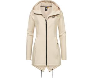 Sweatjacke RAGWEAR "Wingi", Damen, Gr. XS (34), beige (ecru), 95% Polyester, 5% Elasthan, tailliert ca. Mitte Oberschenkel, hoch geschlossener Ausschnitt, eng normaler Saum mit Daumenlöchern, Sweatjac