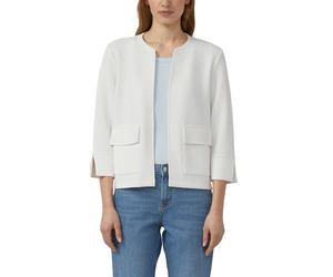 Sweatjacke S.OLIVER, Damen, Gr. 36, weiß, Sweatware, Obermaterial: 47% Modal, 41% Polyester, 12% Elasthan, unifarben, normal hüftlang, Rundhals, Sweatjacken Sweatjacke, Kurze Sweatjacke ohne Verschlus