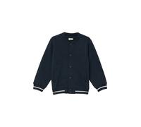 Sweatjacke S.OLIVER JUNIOR, Jungen, Gr. 176, blau (navy), Sweatware, Obermaterial: 72% Baumwolle, 23% Polyester, 5% Elasthan, unifarben mit Farbeinsatz, normal hüftbedeckend, Rundhals, elastischer Bun