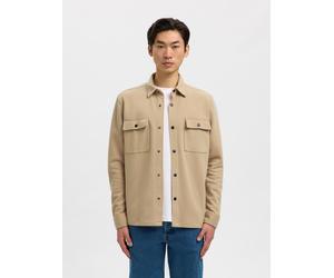 Sweatjacke SELECTED "SLHJACKIE SWEAT JACKET NOOS", Herren, Gr. M, incense, angeraute Sweatware, Obermaterial: 60% Baumwolle, 40% Polyester, unifarben, regular fit hüftlang, Rundhals, angesetztes Bündc