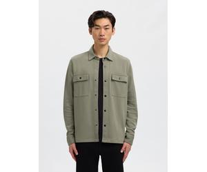 Sweatjacke SELECTED "SLHJACKIE SWEAT JACKET NOOS", Herren, Gr. S, vetiver, angeraute Sweatware, Obermaterial: 60% Baumwolle, 40% Polyester, unifarben, regular fit hüftlang, Rundhals, angesetztes Bündc