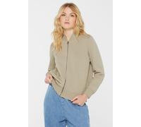 Sweatjacke SENSES.THE LABEL, Damen, Gr. M/L, beige (light sage), Material: 70% Baumwolle, 30% Polyester, unifarben, oversize normal, hoch geschlossener Ausschnitt, eingesetzt Rippbündchen, Sweatjacken