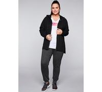 Sweatjacke SHEEGO, Damen, Gr. 48/50, schwarz, 70% Viskose, 26% Polyamid, 4% Elasthan, Sweatjacken Sweatjacke (32637031-48) schwarz