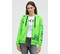 Sweatjacke SOCCX, Damen, Gr. 3XL, neon leaf, Material: 48% Baumwolle, 48% Polyester, 4% Elasthan, bedruckt, regular fit normal, hoch geschlossener Ausschnitt, eingesetzt Rippbündchen, Sweatjacken Swea