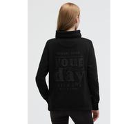 Sweatjacke SOCCX, Damen, Gr. L, schwarz, Material: 72% Baumwolle, 28% Polyester, bedruckt, casual, regular fit normal, Langarm eingesetzt Rippbündchen, Sweatjacken, mit Bindeband am Saum (25079533-L) 