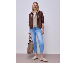 Sweatjacke STREET ONE, Damen, Gr. 38, timeless beige, Sweatware, 86% Baumwolle, 12% Polyester, 2% Elasthan, unifarben, normal normal, ohne Ausschnitt, elastischer Bund, Sweatjacken Sweatjacke, mit Kap