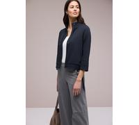 Sweatjacke STREET ONE, Damen, Gr. 40, cotton beigeed navy, Web, Obermaterial: 71% Polyester, 26% Viskose, 3% Elasthan, normal hüftbedeckend, Rundhals, Bündchen, Sweatjacken Sweatjacke, 3/4-Arm mit Ste