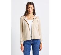 Sweatjacke STREET ONE, Damen, Gr. 40, tusk cream, Sweatware, 65% Baumwolle, 35% Polyester, unifarben, casual, normal normal, ohne Ausschnitt, Langarm Rippbündchen, Sweatjacken, im soften Baumwoll-Mix