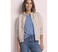 Sweatjacke STREET ONE, Damen, Gr. 44, beige (clay sand), Sweatware, Obermaterial: 46% Modal, 46% Polyester, 8% Elasthan, unifarben, bequem hüftbedeckend, Rundhals, Bündchen, Sweatjacken Sweatjacke, 3/