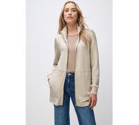 Sweatjacke STREET ONE, Damen, Gr. 44, soft fawn beige, Sweatware, Obermaterial: 81% Viskose, 15% Polyester, 4% Elasthan; Strickdetails: 100% Baumwolle, unifarben, comfort fit normal, hoch geschlossene