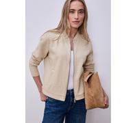 Sweatjacke STREET ONE, Damen, Gr. 46, cotton beige, Web, 78% Baumwolle, 20% Polyester, 2% Elasthan, Strukturmuster, regular fit normal, Rundhals, Bündchen, Sweatjacken Sweatjacke, aus elastischem Mate