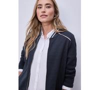 Sweatjacke STREET ONE, Damen, Gr. 46, shadowed navy, Web, 78% Baumwolle, 20% Polyester, 2% Elasthan, Strukturmuster, regular fit normal, Rundhals, Bündchen, Sweatjacken Sweatjacke, aus elastischem Mat