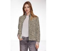 Sweatjacke STREET ONE STUDIO, Damen, Gr. 42, schwarz, Sweatware, 60% Baumwolle, 40% Polyester, animal-print, comfort fit normal, hoch geschlossener Ausschnitt, Rippbündchen, Sweatjacken Sweatjacke (98