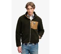 Sweatjacke SUPERDRY "MOUNTAIN FULL ZIP FLEECE", Herren, Gr. XXL, surplus goods olive, deep braun, Fleece, Obermaterial: 100% Polyester, unifarben mit Farbeinsatz, relaxed fit normal, ohne Ausschnitt,