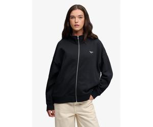Sweatjacke SUPERDRY "SIGNATURE EMB OVERSIZED TRACK", Damen, Gr. L, schwarz (eclipse navy), Sweatware, Obermaterial: 60% Baumwolle, 40% Polyester, unifarben, oversize normal, hoch geschlossener Ausschn
