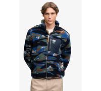 Sweatjacke SUPERDRY "TERRAIN FLEECE ZIP THRU", Herren, Gr. XL, bunt (navy terrain), Fleece, Obermaterial: 100% Polyester, bedruckt, relaxed fit normal, ohne Ausschnitt, Rippbündchen, Sweatjacken Sweat