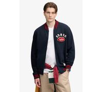 Sweatjacke SUPERDRY "VINTAGE ATHLETIC BOMBER", Herren, Gr. XL, blau (eclipse navy), angeraute Sweatware, Obermaterial: 80% Baumwolle, 20% Polyester, bedruckt, relaxed fit normal, ohne Ausschnitt, Ripp