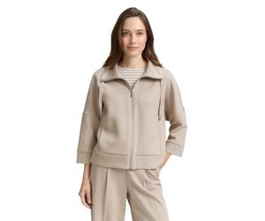 Sweatjacke TOM TAILOR "Boxy", Damen, Gr. 3XL, soft taupe grau, Sweatware, Obermaterial: 51% Polyester, 42% Viskose, 7% Elasthan, unifarben, regular fit normal, ohne Ausschnitt, Bündchen, Sweatjacken S
