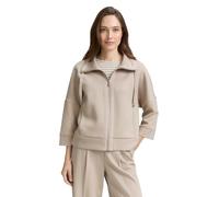 Sweatjacke TOM TAILOR "Boxy", Damen, Gr. XXL, soft taupe grau, Sweatware, Obermaterial: 51% Polyester, 42% Viskose, 7% Elasthan, unifarben, regular fit normal, ohne Ausschnitt, Bündchen, Sweatjacken S