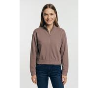 Sweatjacke TOM TAILOR, Damen, Gr. 152, braun (rusty braun), Sweatware, Obermaterial: 100% Baumwolle, unifarben, regular fit normal, ohne Ausschnitt, elastischer Bund, Sweatjacken Sweatjacke, mit Stehk