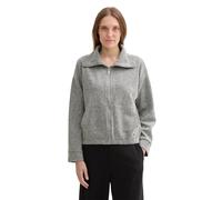 Sweatjacke TOM TAILOR, Damen, Gr. L (40), grau (grau heringbone boucle), Web, Obermaterial: 60% Polyester, 40% Baumwolle, meliert, unifarben, bequem hüftlang, Rundhals, Bündchen, Sweatjacken Sweatjack