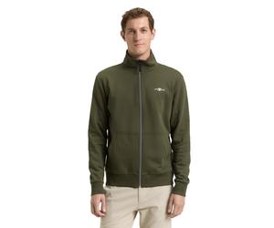 Sweatjacke TOM TAILOR, Herren, Gr. M, deep forest grün, Sweatware, Obermaterial: 70% Baumwolle, 30% Polyester, regular fit taillenbedeckt, Rippbündchen, Sweatjacken Sweatjacke, mit Logo Stickerei (202