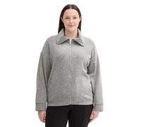 Sweatjacke TOM TAILOR PLUS Gr. 54, grey heringbone boucle Damen Sweatjacken (40259620-54) grey heringbone boucle