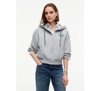 Sweatjacke TOMMY HILFIGER "STUDIO TOMMY ZIP-UP HOODIE SWT", Damen, Gr. XL (46), light grau htr, Sweatware, Obermaterial: 100% Baumwolle, bedruckt, meliert, normal, Rundhals, Sweatjacken Sweatjacke, Ba