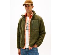 Sweatjacke TOMMY HILFIGER "TEDDY FLEECE ZIP THROUGH", Herren, Gr. 3XL, grün (huntsman grün), Fleece, Obermaterial: 50% Polyacryl, 50% Polyester, unifarben, regular fit normal, Rundhals, eingesetzt ger