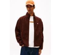 Sweatjacke TOMMY JEANS "BADGE TEDDY", Herren, Gr. XXL, braun (rich braun), Sweatware, Obermaterial: 100% Polyester, unifarben, relaxed fit normal, Rundhals, eingesetzt Bündchen, Sweatjacken Sweatjacke