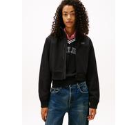 Sweatjacke TOMMY JEANS "TJW FABRIC MIX FLEECE ZIP THRU", Damen, Gr. M (38), schwarz, Fleece, Obermaterial: 100% Polyester, unifarben, Sweatjacken Sweatjacke, aus weicher Fleece Qualität (52789515-M) s