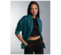 Sweatjacke TRIGEMA "TRIGEMA Collegejacke in weicher Sweat-Qualität", Damen, Gr. L, blau (saphir), 70% Baumwolle, 30% Polyester, Basic, Sweatjacken Sweatjacke (85286315-L) saphir
