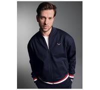Sweatjacke TRIGEMA "TRIGEMA Collegejacke mit kontrastfarbigen Elementen", Herren, Gr. XXL, navy, Sweatware, 70% Baumwolle, 30% Polyester, Basic, Sweatjacken Sweatjacke (64238617-XXL) navy