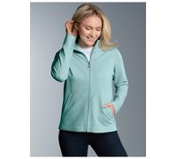 Sweatjacke TRIGEMA "TRIGEMA Jacke mit funkelnden Strass-Steinen", Mädchen, Gr. 3XL, blau (gletscher), 55% Polyester, 45% Baumwolle, Sweatjacken Sweatjacke (18670245-XXXL) gletscher