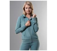 Sweatjacke TRIGEMA "TRIGEMA Kapuzenjacke", Damen, Gr. XS, grün (seegras), 50% Baumwolle, 50% Polyester, Sweatjacken Sweatjacke (97903151-XS) seegras