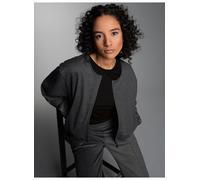 Sweatjacke TRIGEMA "TRIGEMA Oversized Sweatjacke", Damen, Gr. L, anthrazit, melange, 70% Baumwolle, 30% Polyester, Sweatjacken Sweatjacke (89622426-L) anthrazit, melange