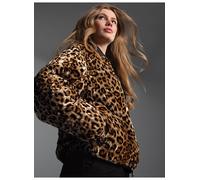 Sweatjacke TRIGEMA "TRIGEMA Steppjacke mit Allover-Leo-Print", Damen, Gr. L, haselnuss, 60% Polyester, 35% Polyamid, 5% Elasthan, Sweatjacken Sweatjacke (57355211-L) haselnuss