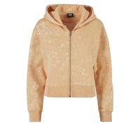 Urban Classics Ladies Short Oversized Towel Washed Zip Hoody in Gr. S in Orange