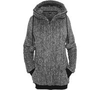 Sweatjacke URBAN CLASSICS "Urban Classics Damen Ladies Melange Teddy Zip Hoody", Damen, Gr. XS, blk, wht, 100% Polyester, unifarben, Sweatjacken Sweatjacke (14843008-XS) blk, wht