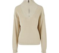 Sweatjacke URBAN CLASSICS "Urban Classics Damen Ladies Oversized Knit Troyer", Damen, Gr. L, sand, 50% Baumwolle, 50% Polyacryl, unifarben, hoch geschlossener Ausschnitt, Sweatjacken Sweatjacke (13358