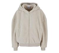 Sweatjacke URBAN CLASSICS "Urban Classics Damen Ladies Oversized Sherpa Zip Hoody", Damen, Gr. 3XL, wetsand, 100% Polyester, unifarben, Sweatjacken Sweatjacke (51403832-XXXL) wetsand