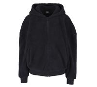 Sweatjacke URBAN CLASSICS "Urban Classics Damen Ladies Oversized Sherpa Zip Hoody", Damen, Gr. 4XL, schwarz, 100% Polyester, unifarben, Rundhals, Sweatjacken Sweatjacke (65293901-4XL) schwarz