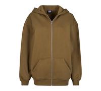 Sweatjacke URBAN CLASSICS "Urban Classics Damen Ladies Oversized Zip Hoody", Damen, Gr. L, braun (summerolive), 65% Baumwolle, 35% Polyester, unifarben, Sweatjacken Sweatjacke (91707460-L) summerolive