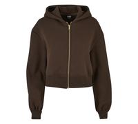 Sweatjacke URBAN CLASSICS "Urban Classics Damen Ladies Short Oversized Zip Jacket", Damen, Gr. 5XL, braun, 65% Baumwolle, 35% Polyester, unifarben, Sweatjacken Sweatjacke (46814738-5XL) braun