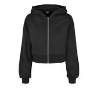 Sweatjacke URBAN CLASSICS "Urban Classics Damen Ladies Short Oversized Zip Jacket", Damen, Gr. XL, schwarz, 65% Baumwolle, 35% Polyester, unifarben, Sweatjacken Sweatjacke (35431253-XL) schwarz