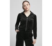 Sweatjacke URBAN CLASSICS "Urban Classics Damen Ladies Short Velvet Zip Hoody", Damen, Gr. S, schwarz, 93% Polyester, 7% Elasthan, unifarben, Sweatjacken Sweatjacke (29646001-S) schwarz